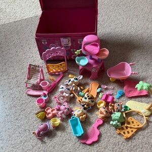 Pink and Blue Animal Doll Playset